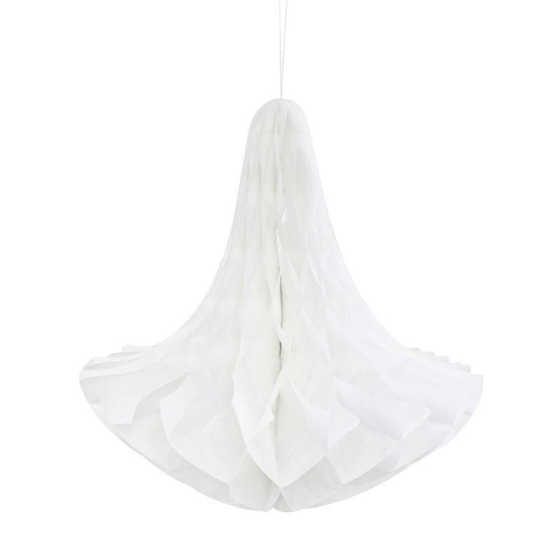 Pack of 2 White Paper Hanging Honeycomb Chandelier Lanterns Eid Party Decoration