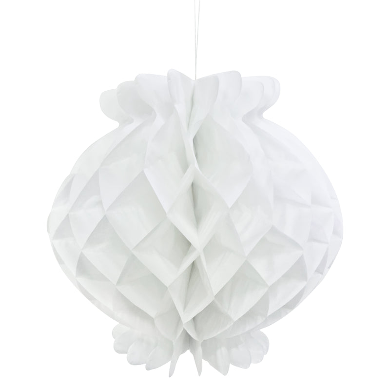 Pack of 2 White Paper Hanging Honeycomb Sphere Lanterns Eid Party Decoration