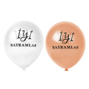 White & Rose Gold İyi Bayramlar Turkish Balloons (12 Pack)