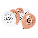White & Rose Gold Ramadan Mubarak Moon & Star Balloons (12 Pack)