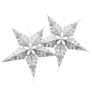 Pack of 2 Paisley Large Silver & White Paper Hanging Star Eid & Ramadan Decoration