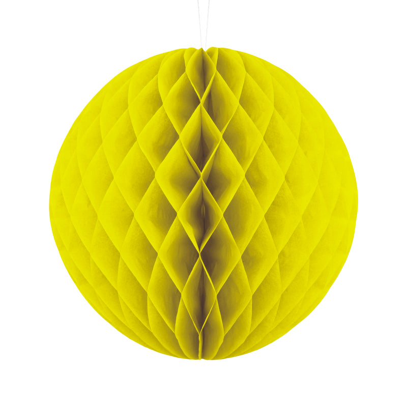 Pack of 2 Yellow Paper Hanging Honeycomb Sphere Balls Eid Party Decoration