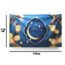Blue & Gold Eid Mubarak Hanging Lantern Ripstop Backdrop w/ Hanging String (170cm x 110cm)