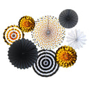 Set of 8 Gold & Black Eid & Ramadan Hanging Concertina Fan Decorations