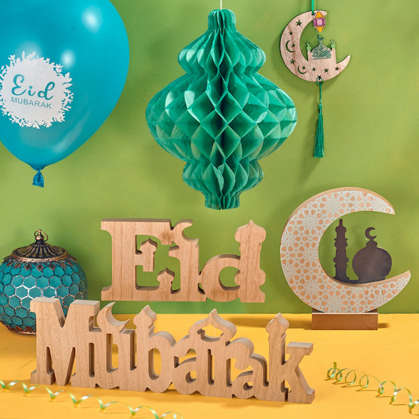 Plain Wooden Rustic "Eid Mubarak" Decoration Letters / Table Centre Piece