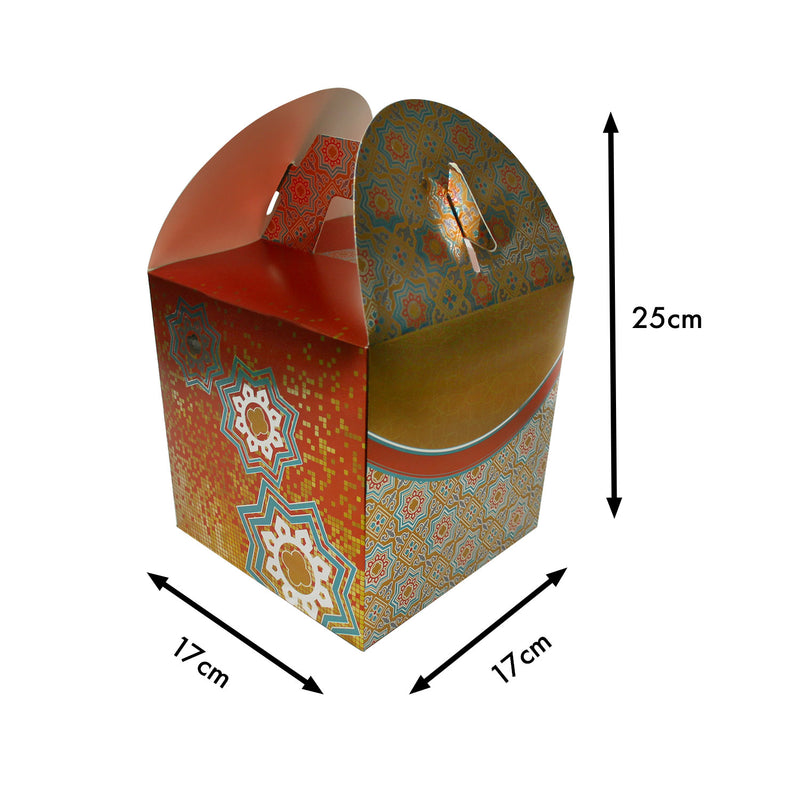 Eid/Ramadan Large Gift & Treat Celebration Boxes - Gold/Orange/Teal (2 Pack)
