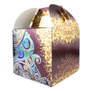 Eid Mubarak/Ramadan Gift & Treat Celebration Boxes - 12 Large Burgundy & Gold Henna Design