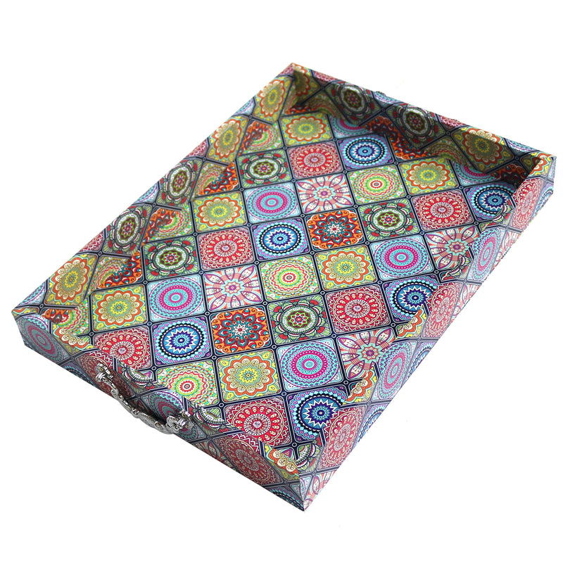 2pc Wooden Ottoman Iftar Tea Serving Tray - Multicolour