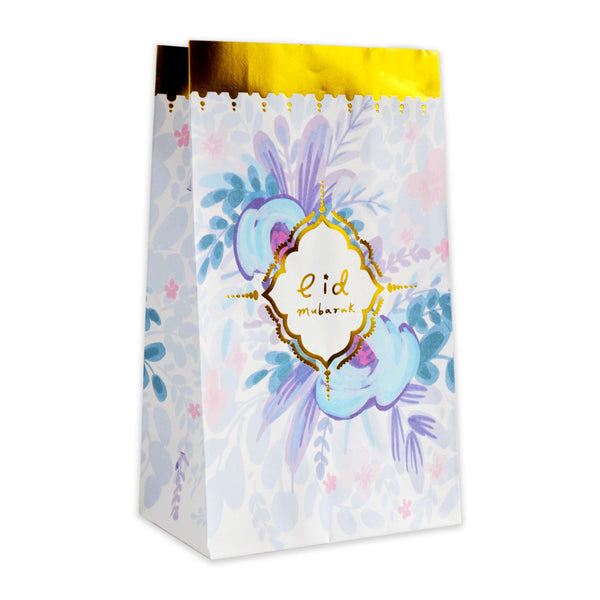 Multicolour Floral 'Eid Mubarak' Disposable Paper Sweet/Candy Bags (Pack of 20)