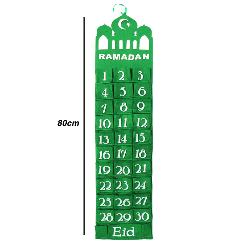 Green Mosque Felt Ramadan Calendar with Pockets