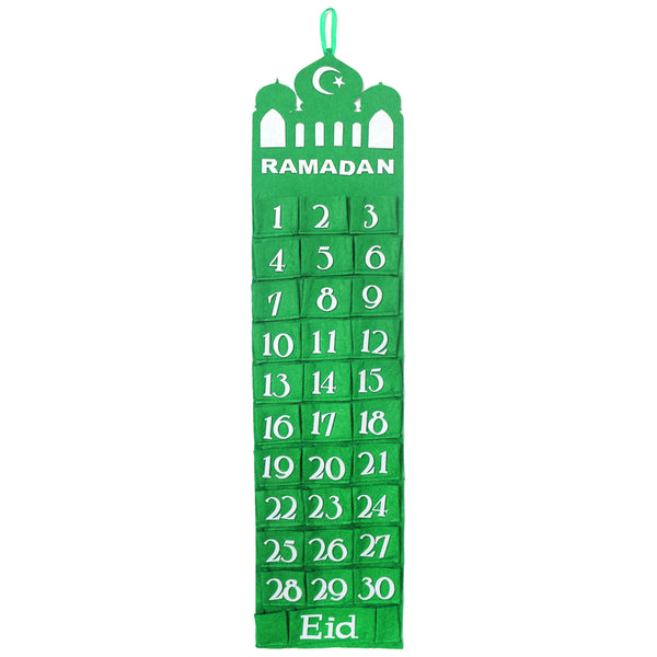 Green Mosque Felt Ramadan Calendar with Pockets