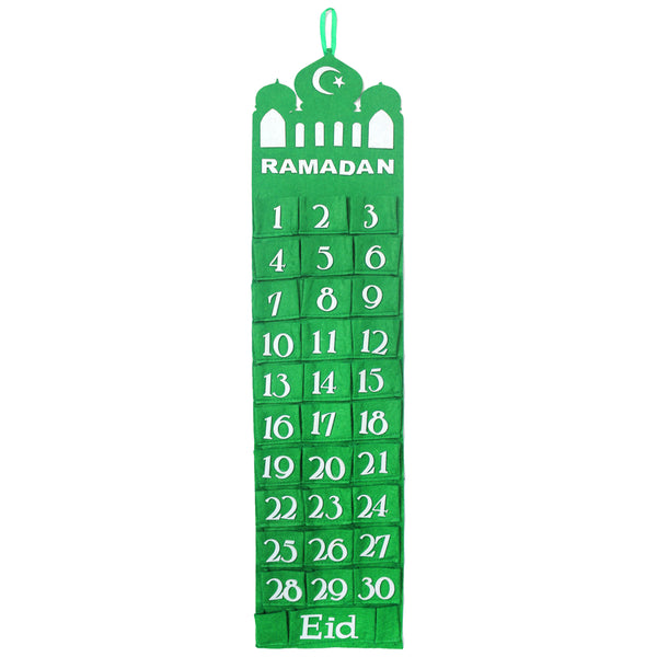 Green Mosque Felt Ramadan Advent Calendar with Pockets