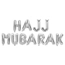 Silver 'Hajj Mubarak' Foil Letter Balloons