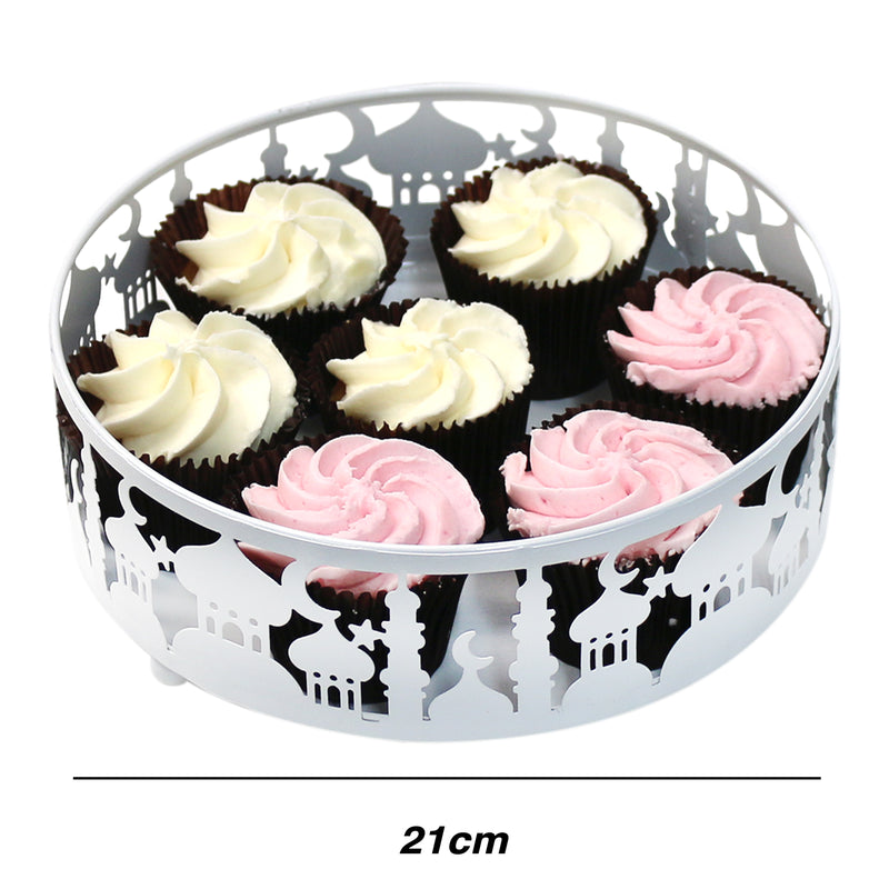 Set of 3 White Metal Eid Mubarak Ramadan Cut Out Cake / Treat Tins - Small / Medium / Large