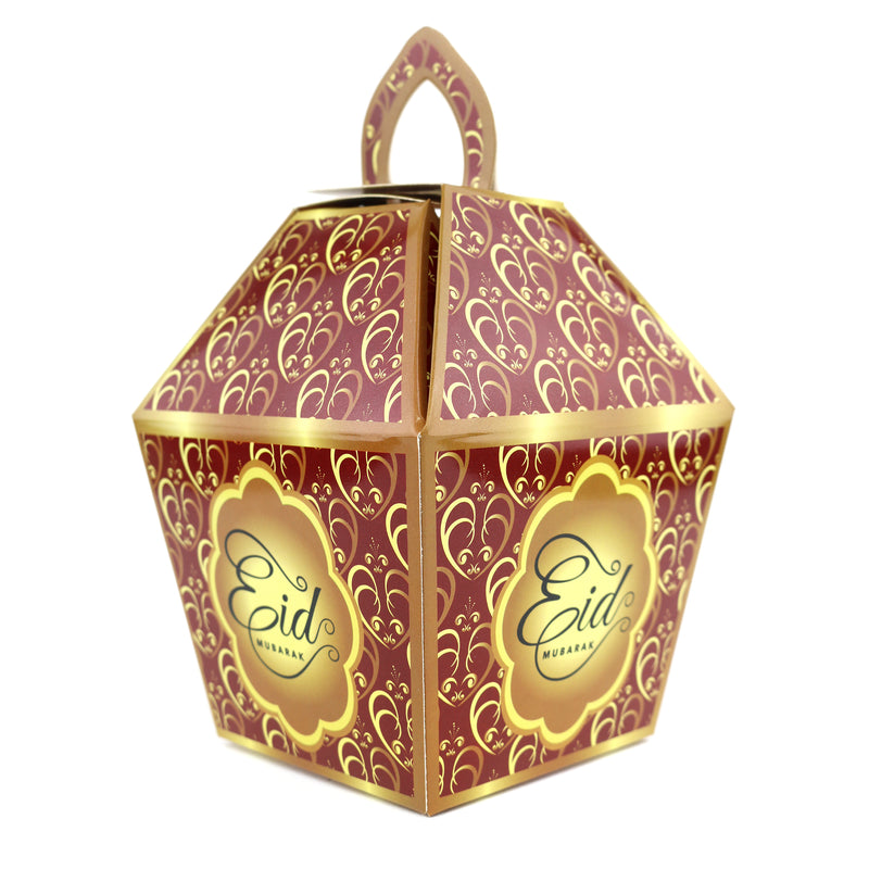 Eid Mubarak/Ramadan Gift & Treat Celebration Boxes - Gold & Maroon Heart Design Box 12