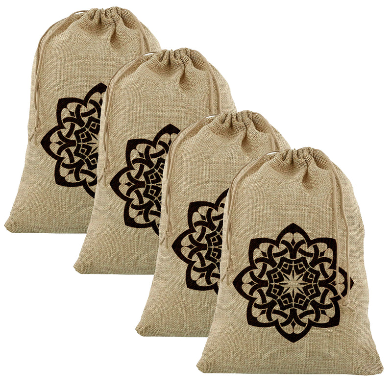 4pc Medium Islamic Geometric Flower Hessian Eid Gift Sacks (60x40cm)