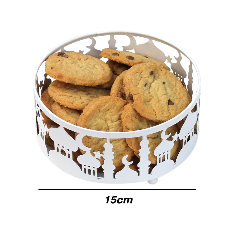 Set of 3 White Metal Eid Mubarak Ramadan Cut Out Cake / Treat Tins - Small / Medium / Large