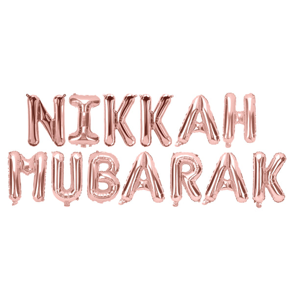 Rose Gold 'Nikkah Mubarak' Foil Letter Balloons