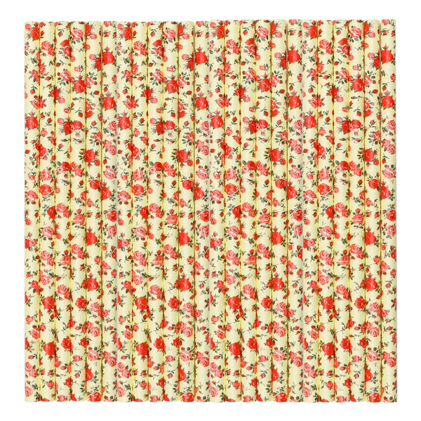Yellow Flower Pastel Paper Party Straws