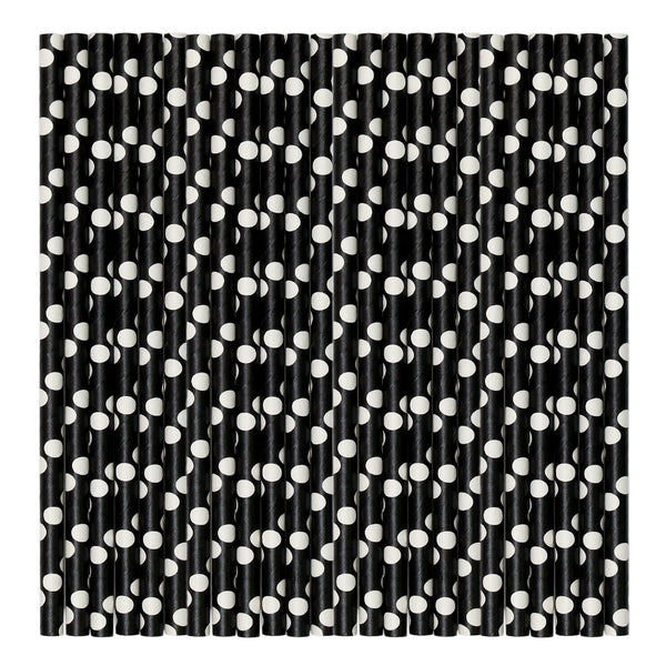 Black & White Pastel Paper Party Straws.