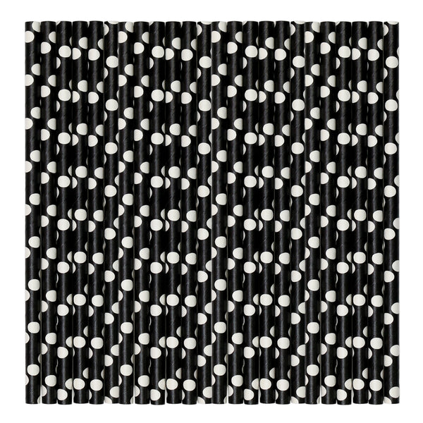 Black & White Pastel Paper Party Straws.