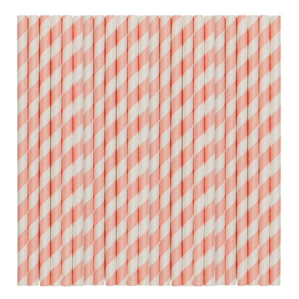 Pastel Pink Stripe Paper Party Straws