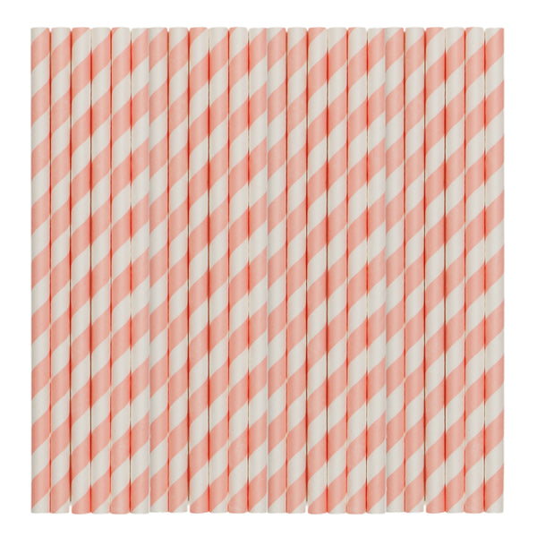 Pastel Pink Stripe Paper Party Straws