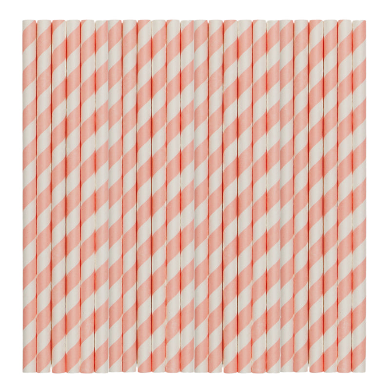 Pastel Pink Stripe Paper Party Straws