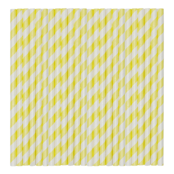 Pastel Yellow Stripe Paper Party Straws