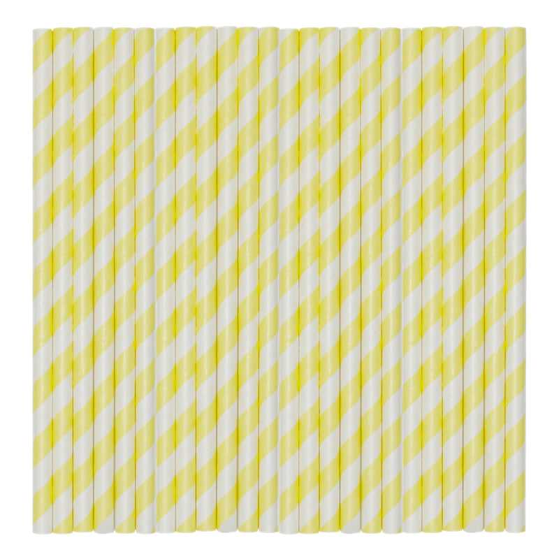 Pastel Yellow Stripe Paper Party Straws