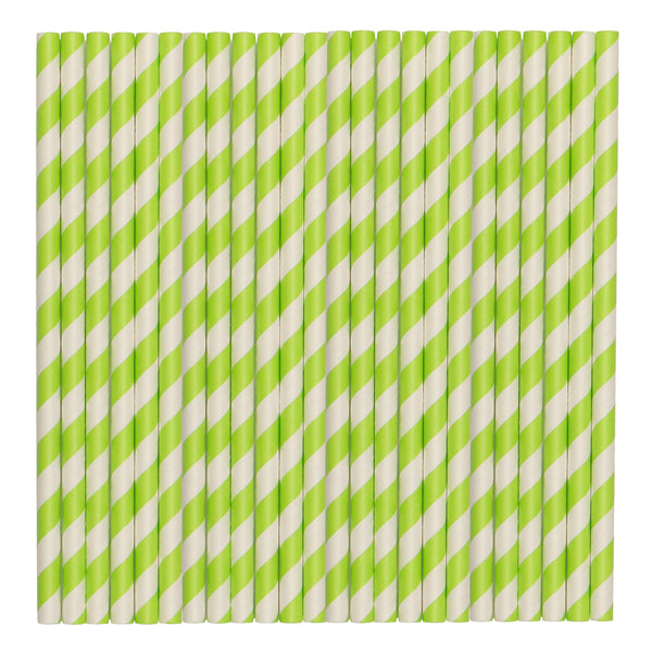Pastel Green Stripe Paper Party Straws