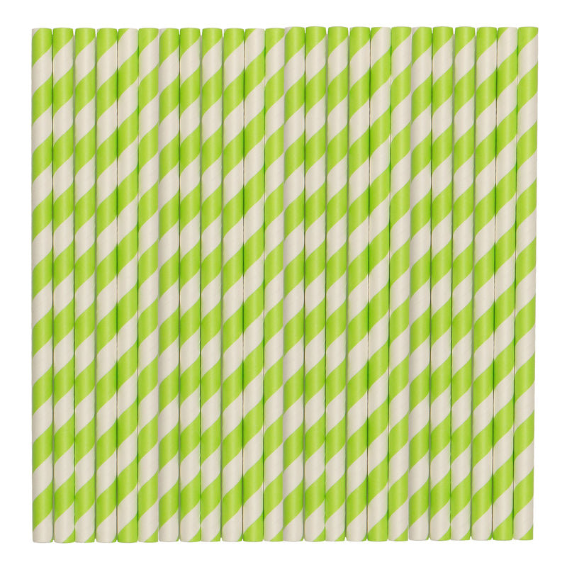 Pastel Green Stripe Paper Party Straws