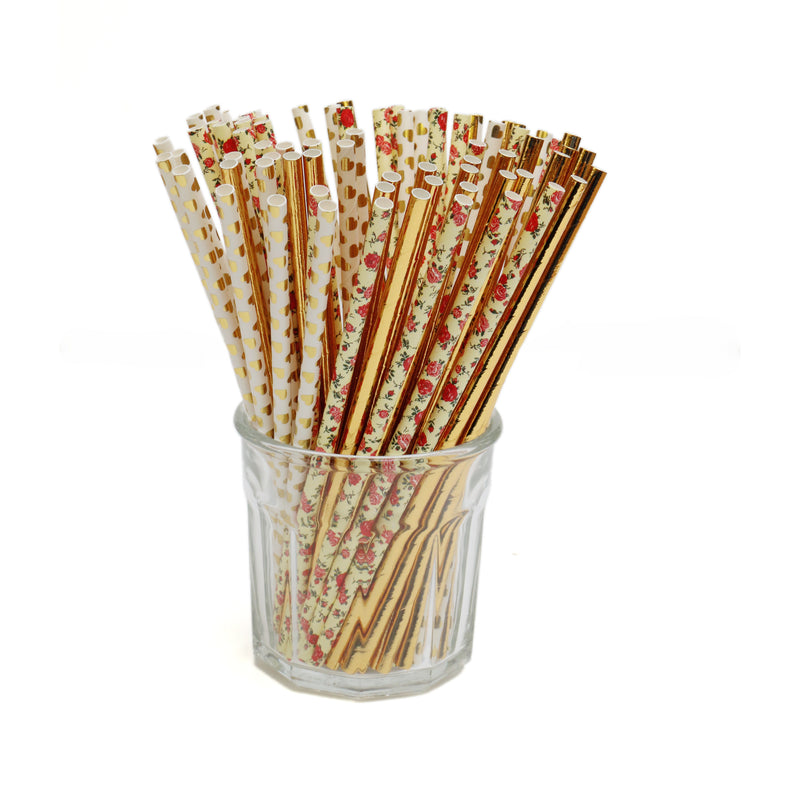 Yellow Flower Pastel Paper Party Straws