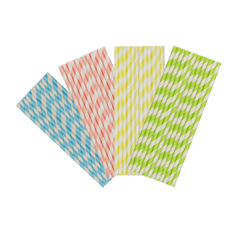 Mix Pastel Stripe Paper Party Straws