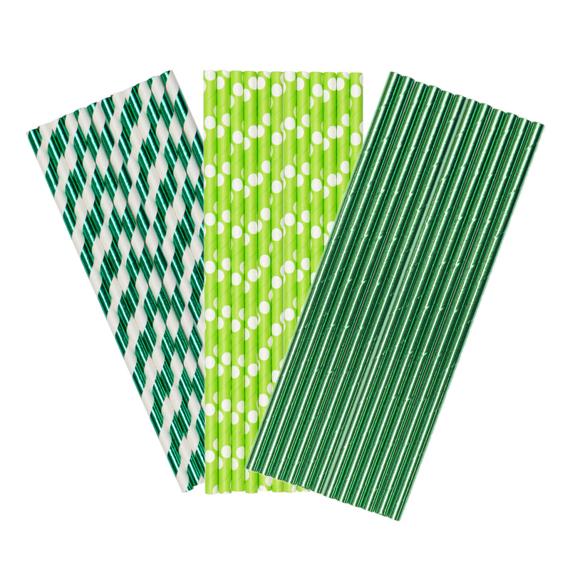 Green Paper Party Straws