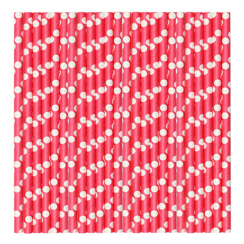 Red & White Polka Pastel Paper Party Straws.