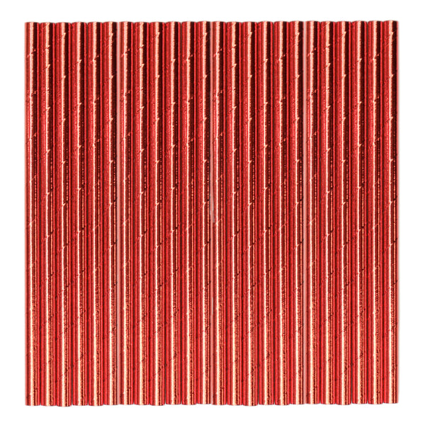 Red Metallic Paper Party Straws
