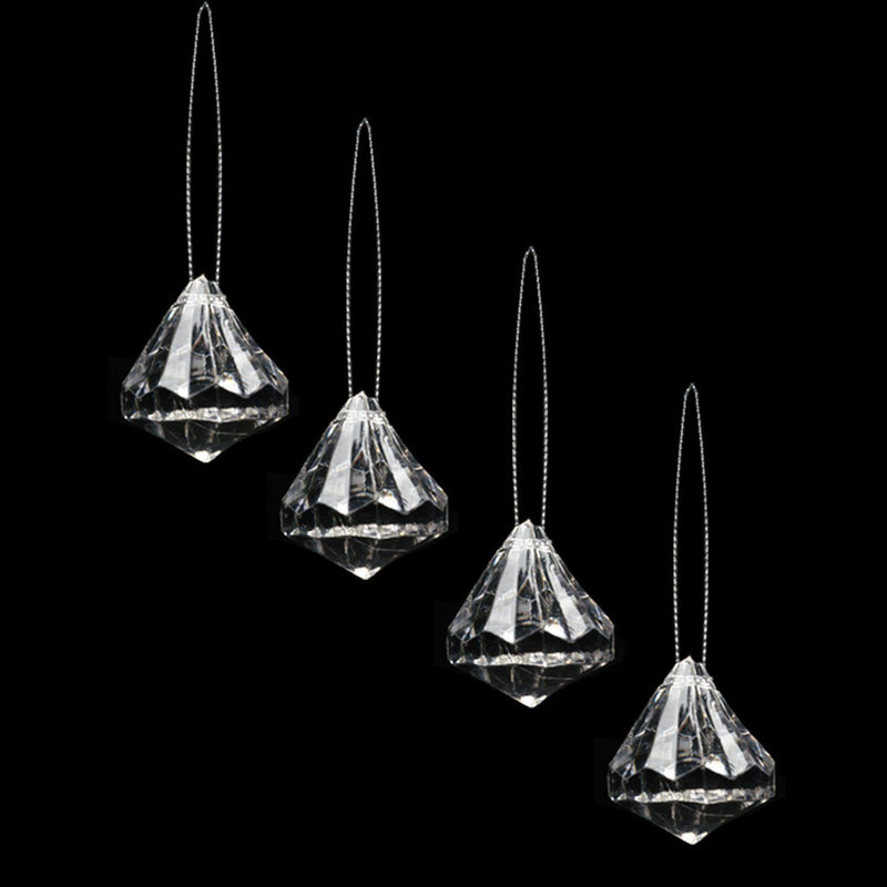 Clear Acrylic Jewel Shaped Hanging Decorations (4 Pack)