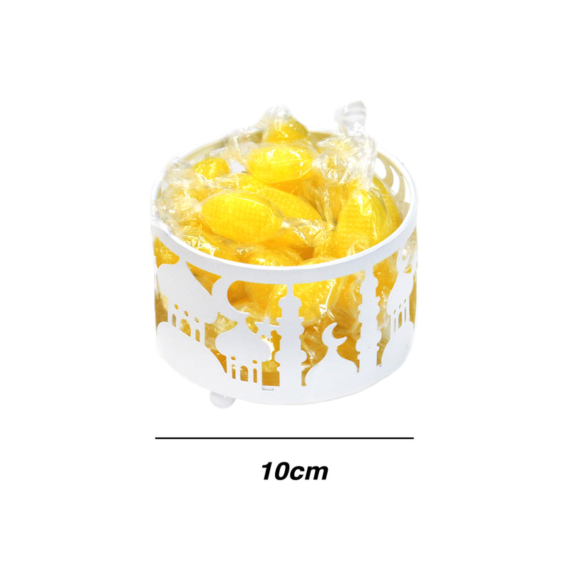 Set of 3 White Metal Eid Mubarak Ramadan Cut Out Cake / Treat Tins - Small / Medium / Large