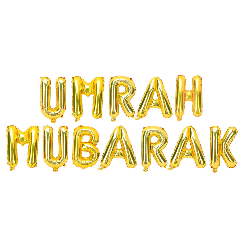 Gold 'Umrah Mubarak' Foil Letter Balloons