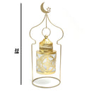 Gold Metal Decorative LED Moon & Star Tea Light Candle Table Lantern Hanging In Frame(Y1124)