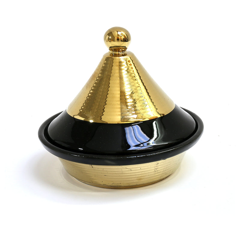 Round Ceramic Tagines With Gold Detailing in White, Black or Emerald Green