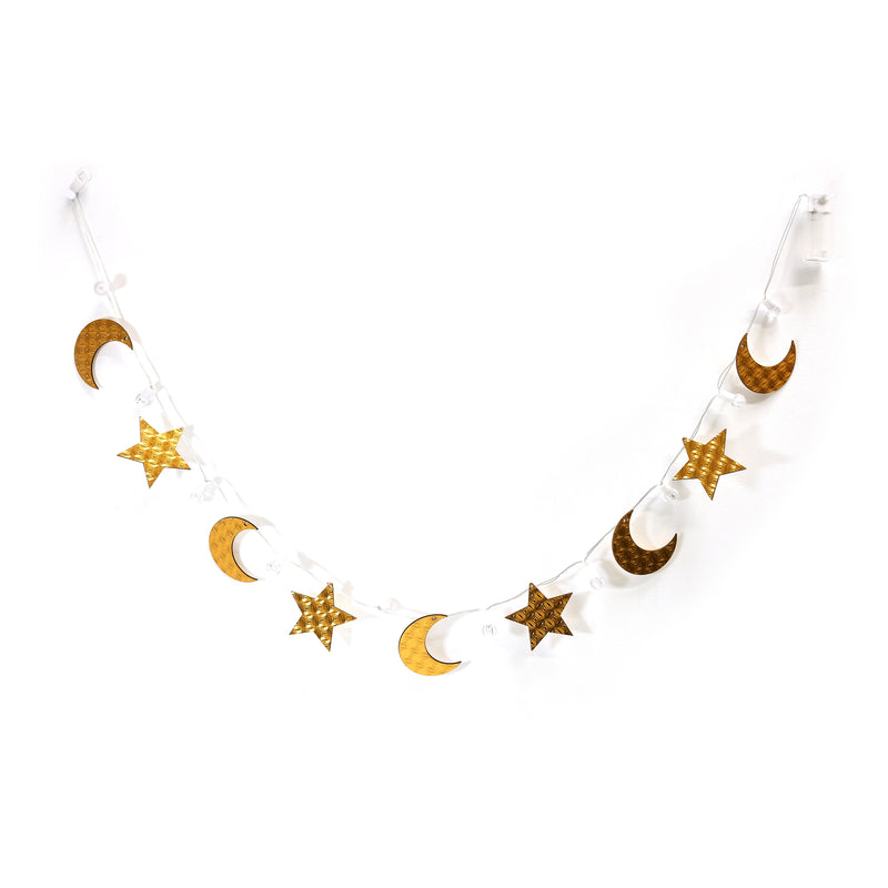 Twin Pack of 1.25m / 11 LED Crescent Moon & Star Eid / Ramadan Battery Powered Fairy Lights